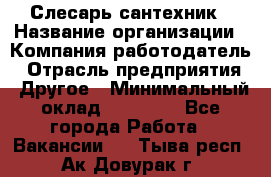 Слесарь-сантехник › Название организации ­ Компания-работодатель › Отрасль предприятия ­ Другое › Минимальный оклад ­ 20 000 - Все города Работа » Вакансии   . Тыва респ.,Ак-Довурак г.